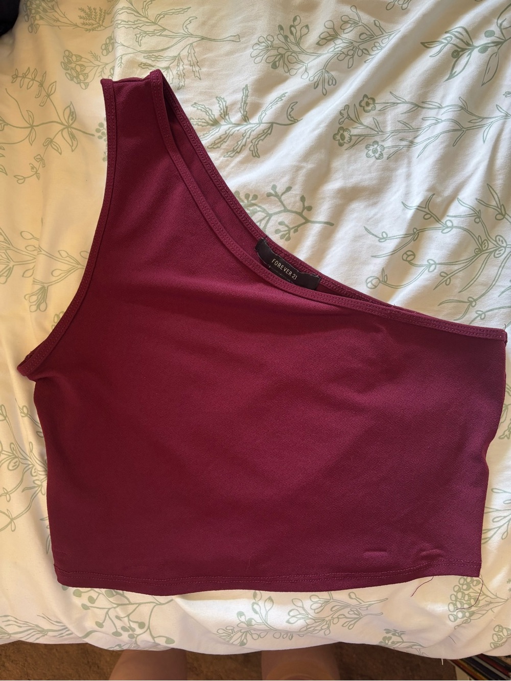 Forever 21 One-Shoulder Crop Top - Burgundy